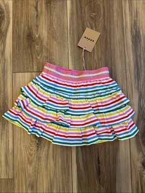 Mini Boden Rainbow Striped Ruffle Skort size 2-3 years NWT